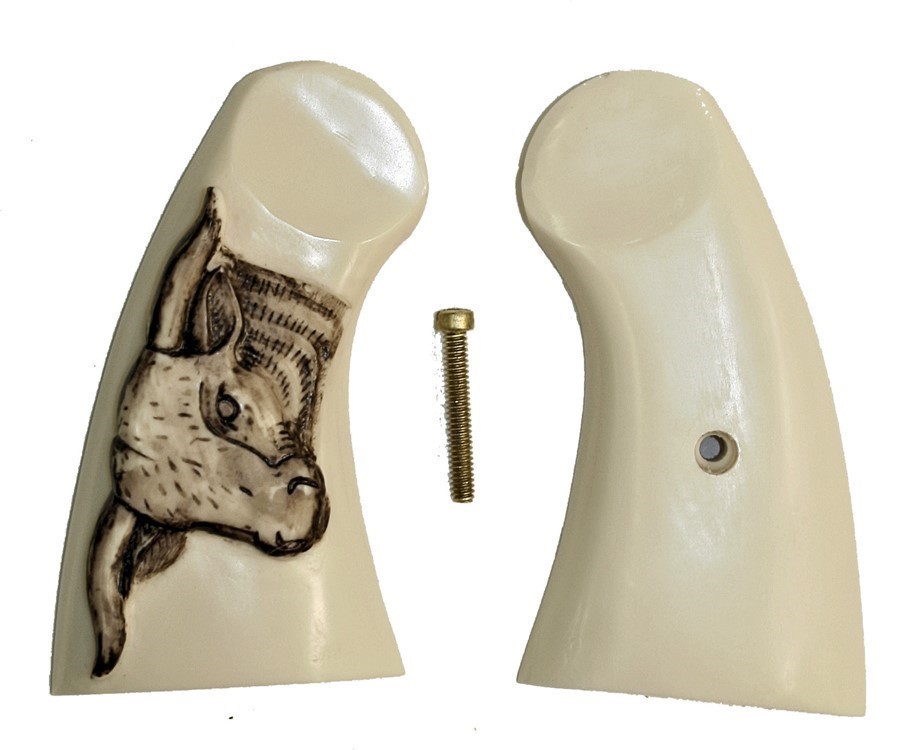 Colt 1917 New Service or Colt 1909 Revolver Ivory-Like Grips, Antiqued Stee-img-0