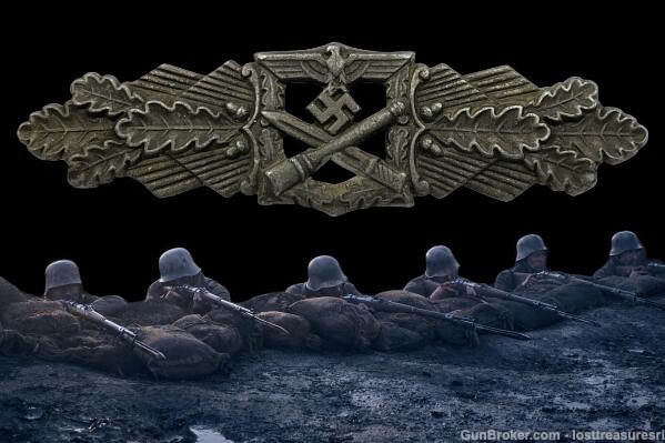 Vintage World War Two German Close Combat Badge Clasp Insigna Bronze WWII-img-7