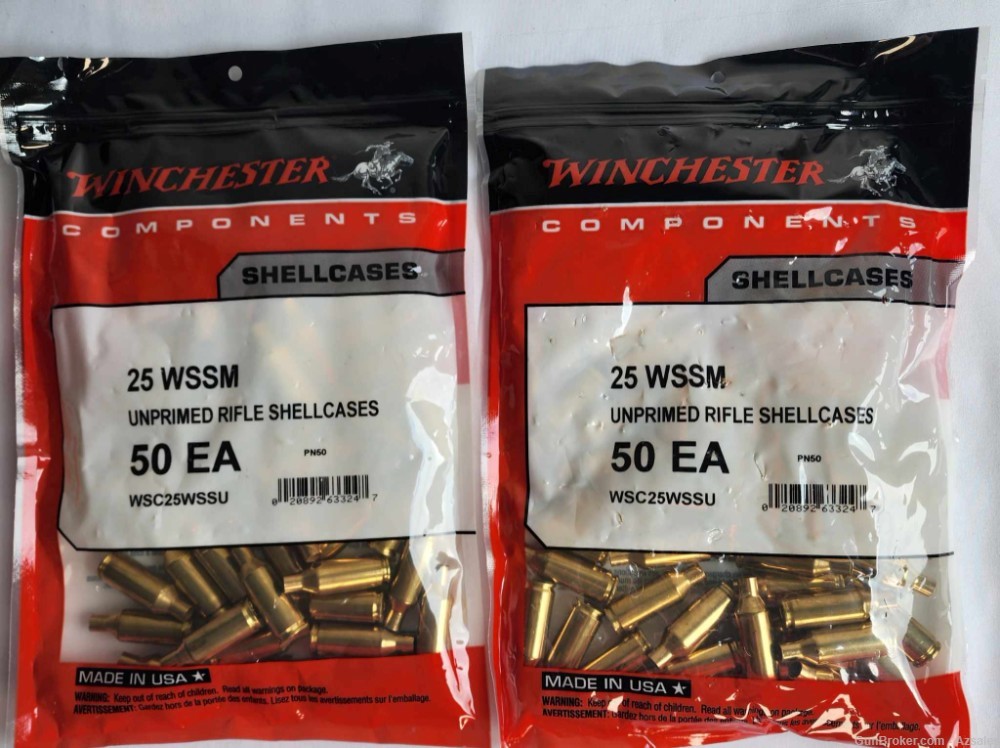 100 count of New Sealed Winchester 25 WSSM Brass-img-0
