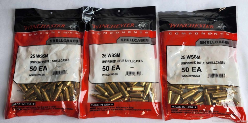 150 count of New Sealed Winchester 25 WSSM Brass-img-0