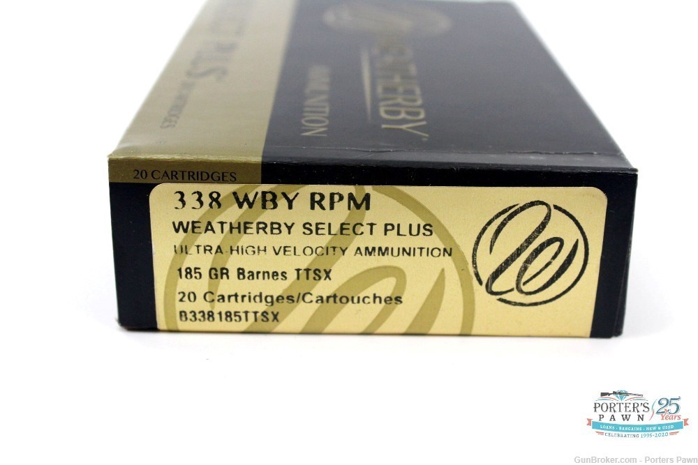 Weatherby Select Plus .338 Wby RPM 185 gr Barnes TTSX Ammo - 20 Rounds-img-1