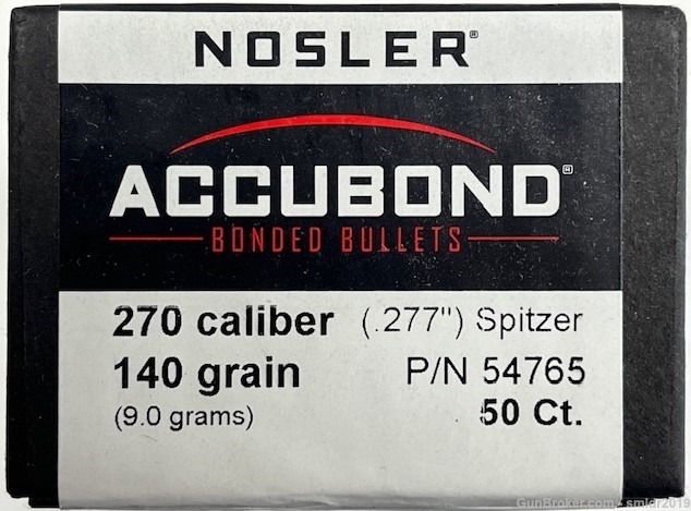 Nosler Accubond 270 Caliber(.277") 140 Grain P/N 54765 50 Ct Box-img-0