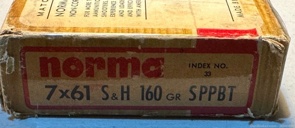 20 rounds of Norma 7x61 S&H Sharpe and Hart 160gr SPPBT brass cased ammo-img-2