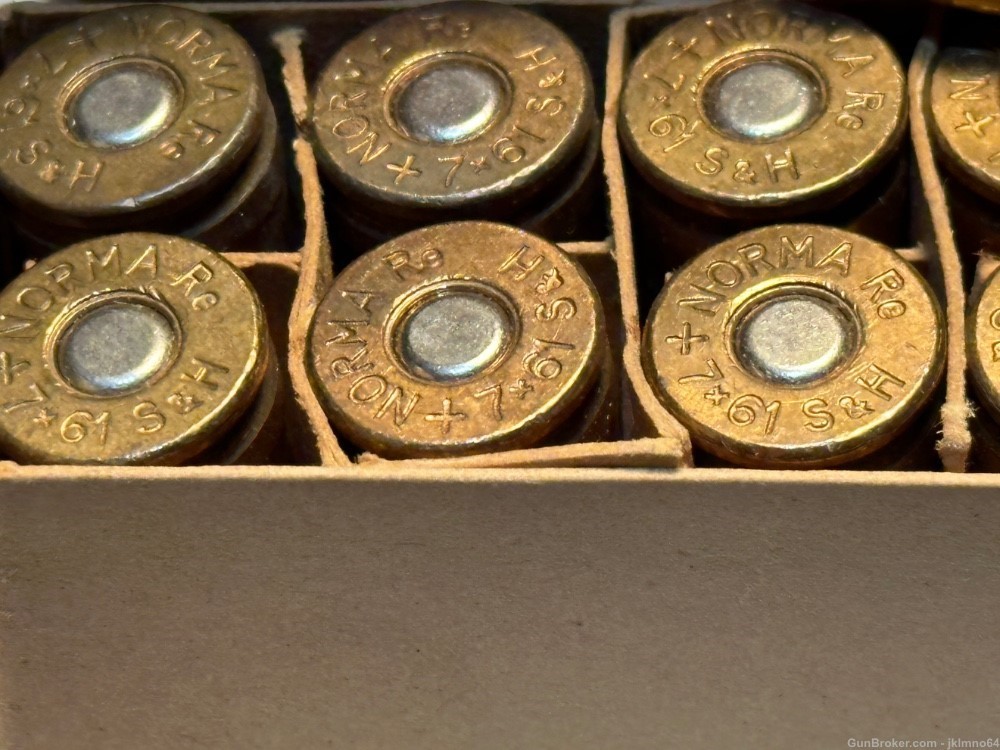 20 rounds of Norma 7x61 S&H Sharpe and Hart 160gr SPPBT brass cased ammo-img-4