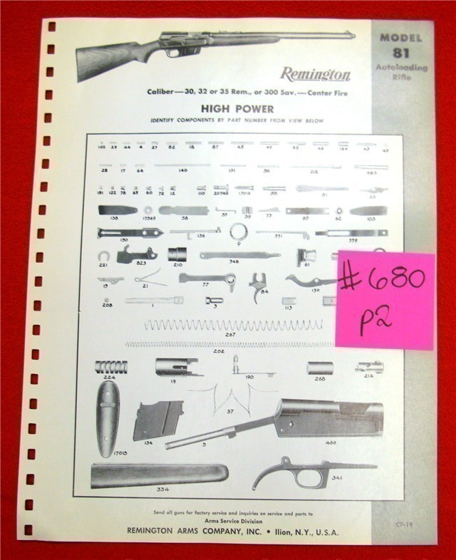 Orig Remington Parts List Schematics Model 81-img-0