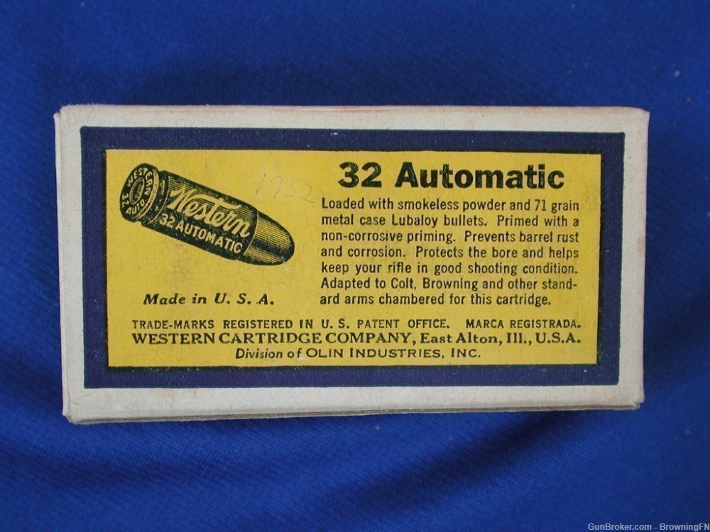 .32 Automatic 7.65 Vintage Box 50 Rounds Western Bullseye Colt 1903 1908-img-6