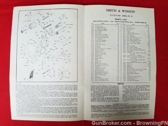 Orig S&W Model 34 Kit Gun Owners Manual 1960-img-1
