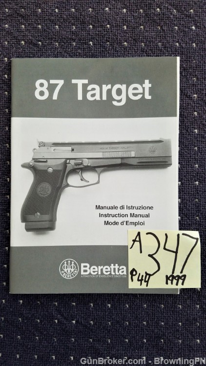 Orig Beretta Model 87 Target Owners Manual 1999-img-0