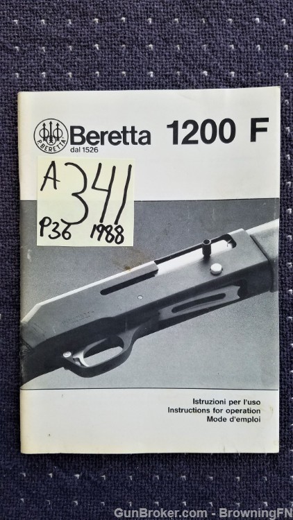 Orig Beretta 1200 F Owners Manual 1988-img-0