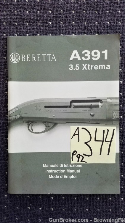 Orig Beretta A391 Xtrema Owners Manual-img-0