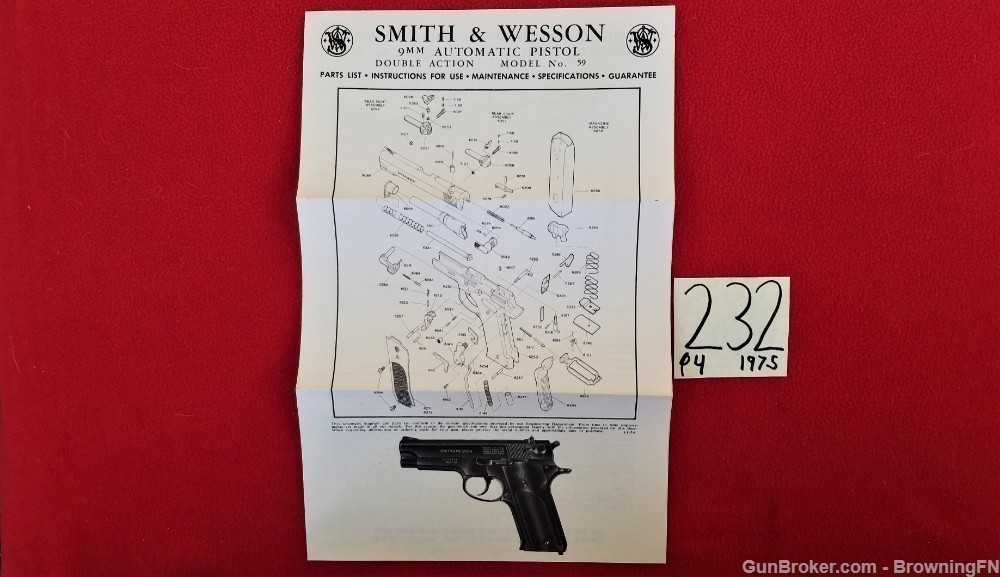 Original S&W Model 59 Owners Instruction Manual 1975-img-0