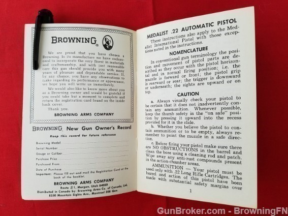 Orig Browning Medalist Owners Manual 1972-img-1