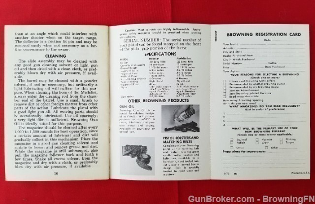 Orig Browning Medalist Owners Manual 1972-img-2