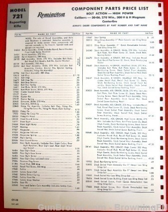 Orig Remington Parts List Schematic Model 721-img-1