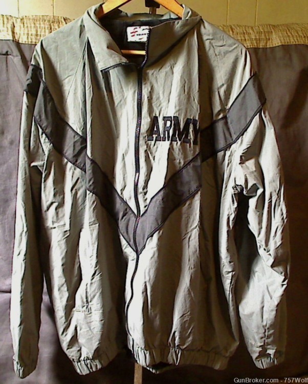 US Army Gray Physical Fitness PT JWOD Skilcraft Jacket 100% Nylon-img-1