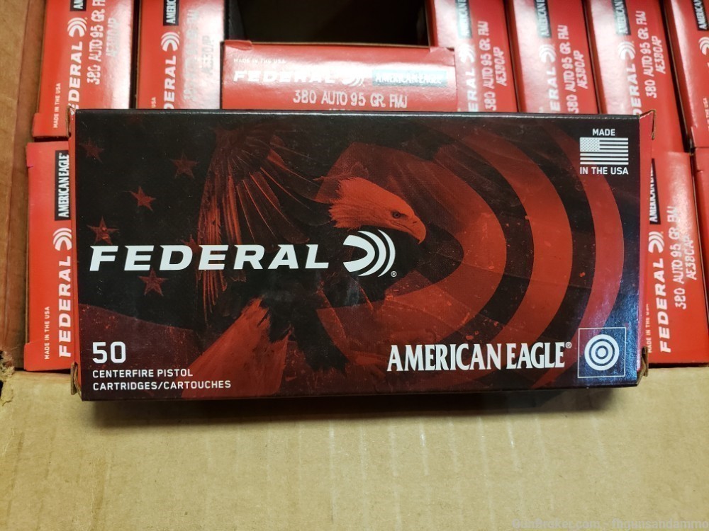 RDY2SHIP 1000 ROUNDS NEW FEDERAL AMERICAN EAGLE .380 ACP 95 FMJ BRASS 380-img-3
