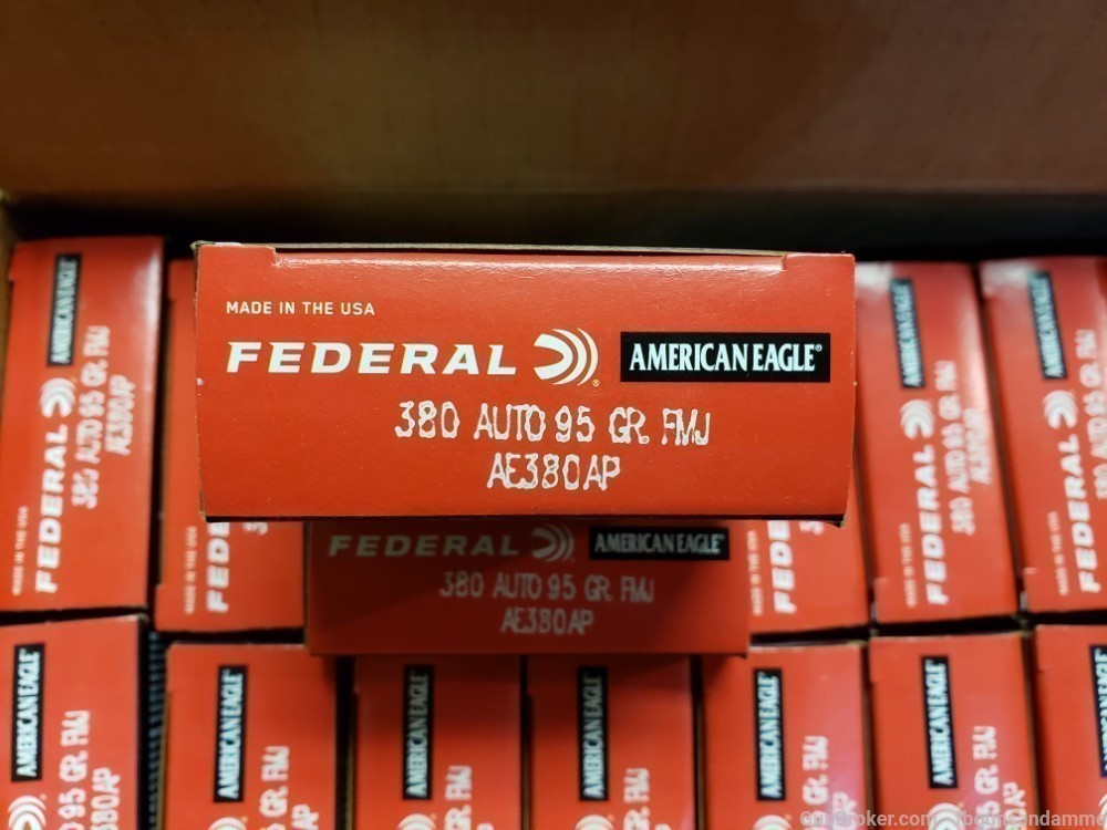 RDY2SHIP 1000 ROUNDS NEW FEDERAL AMERICAN EAGLE .380 ACP 95 FMJ BRASS 380-img-2