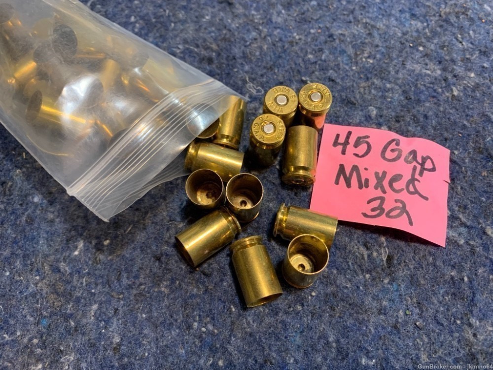 32 pieces of mixed 45 GAP primed brass cases-img-1