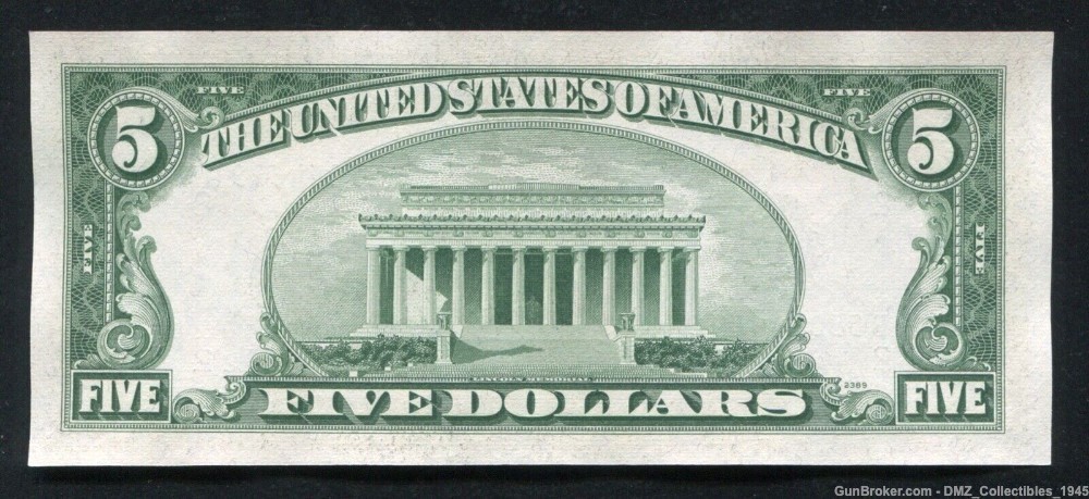 1950 $5 Federal Reserve Note Money Currency w/ Abraham Lincoln-img-1
