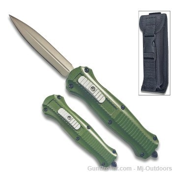 OTF Auto Knife Spear Point 7" Overall Green Handle Switch Blade-img-0