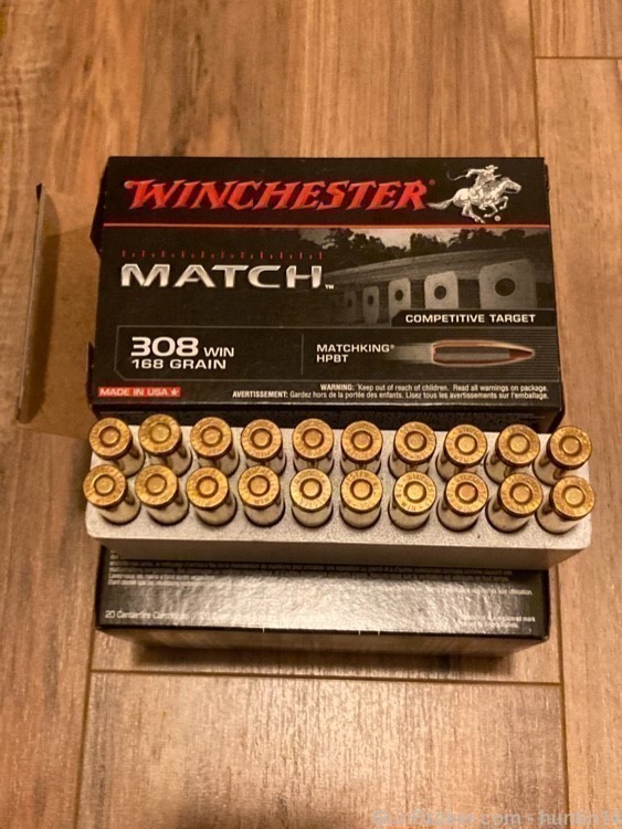 100 rounds .308 Winchester .308 Win 168gr BTHP Match-img-2