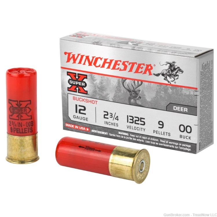 Winchester Ammunition, Super-X, 12 Gauge, 2.75", 00 Buck, 5rd Box, XB1200-img-0