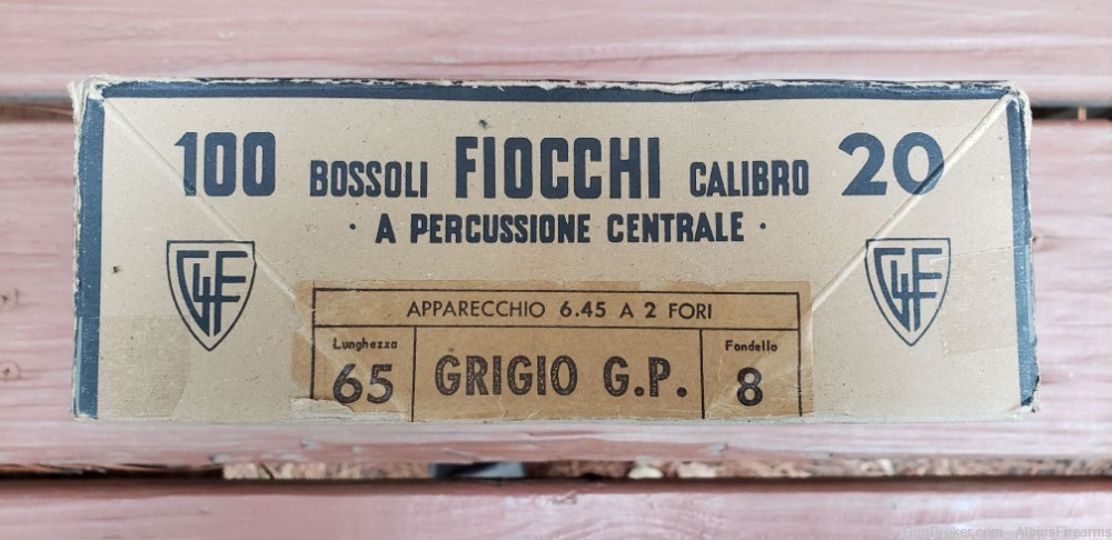 Vintage Fiocchi Brand, Empty, 20-Gauge, Primed Paper Shells, 2-1/2", NOS-img-1