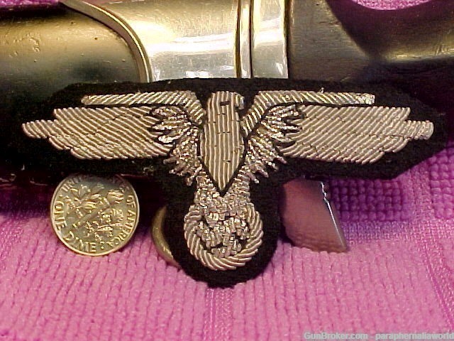 erman WWII Waffen SS Officers Alum Bullion Sleeve Eagle w/Issue Tag Excel-img-0