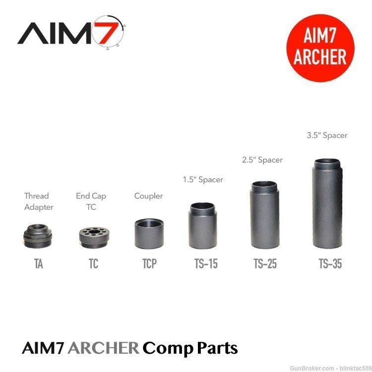 AIM7 ARCHER TB-3 Modular Comp Body +Adapter 3" BARREL EXTENSION 9/16x24 TPi-img-7