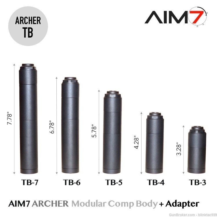 AIM7 ARCHER TB-3 Modular Comp Body +Adapter 3" BARREL EXTENSION 9/16x24 TPi-img-6