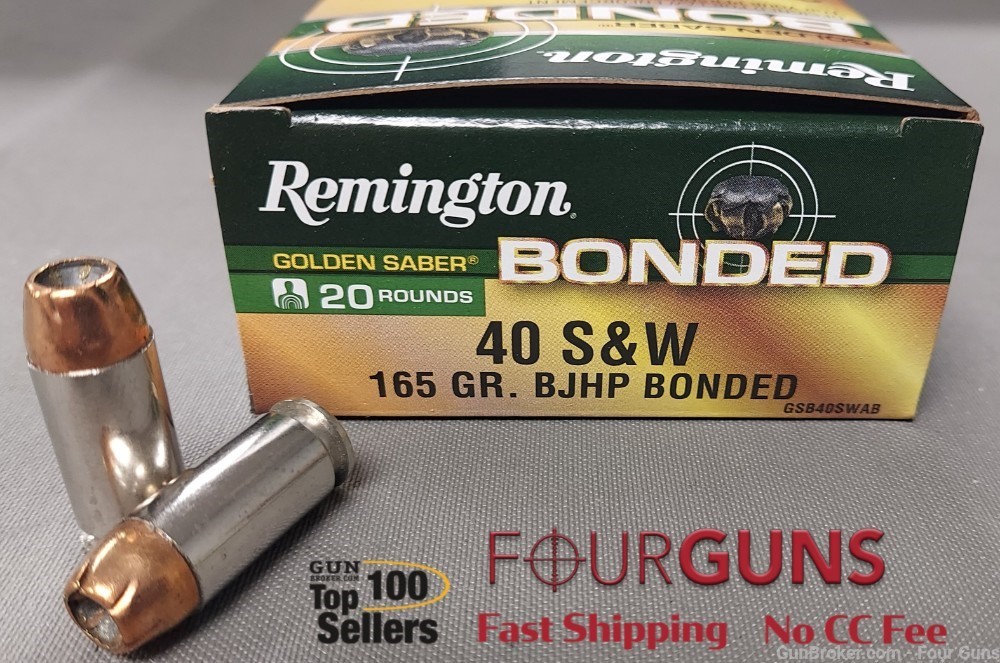 Remington Golden Saber 40 S&W 165gr BJHP Bonded Ammunition  29363-img-0
