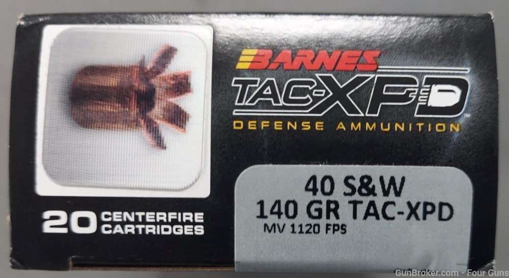 BARNES  40 S&W 140GR TAC-XPD Hollow Point Defense Ammunition 20RD Box-img-1