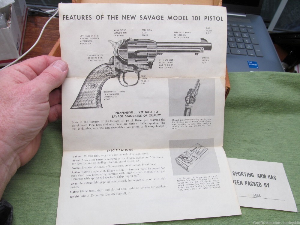 1966 Savage Model 101 Single Shot "Revolver" w/4¼" bbl - In Original Box-img-25