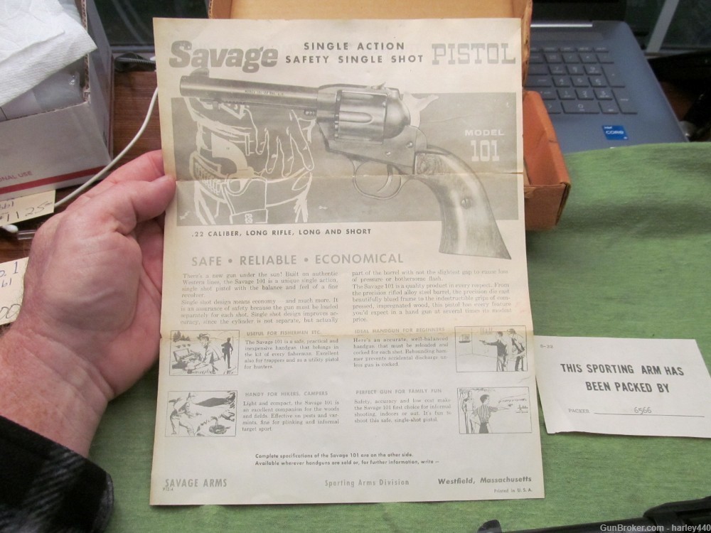 1966 Savage Model 101 Single Shot "Revolver" w/4¼" bbl - In Original Box-img-12