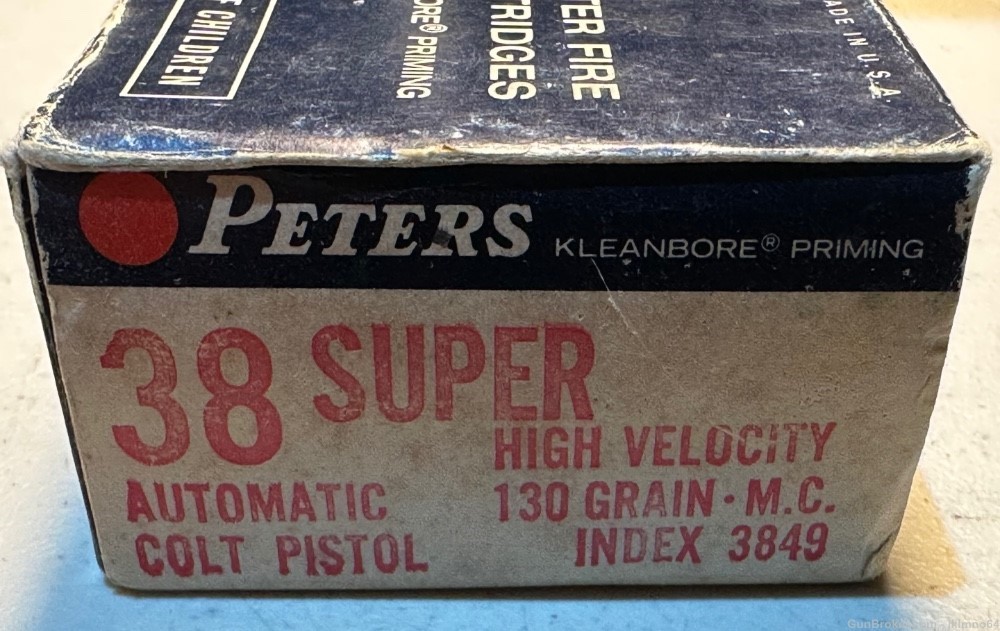 50 rounds of Peters 38 Super 130 grain MC nickel plated brass cased ammo -img-0