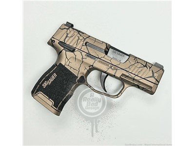 Sig P365 Optic Ready Safety Manual Thumb 9mm Custom Cracked Patterm Bronze