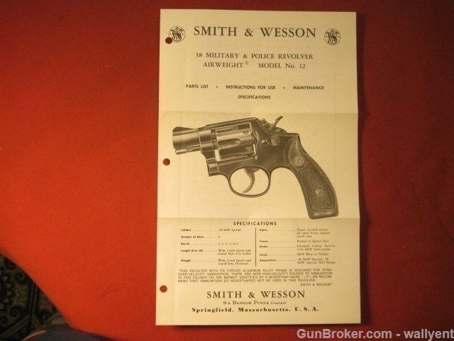Smith & Wesson S&W Model 12 Manual 38 Military Police Revolver No.5098A-img-0