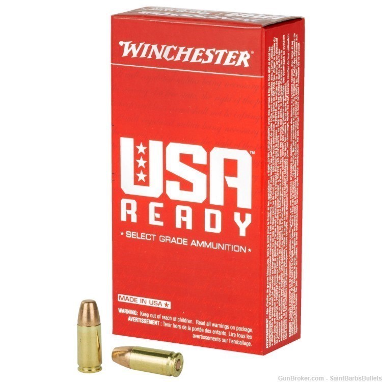 Winchester USA Ready 9mm 115 Grain FMJ - 50 Rounds-img-0