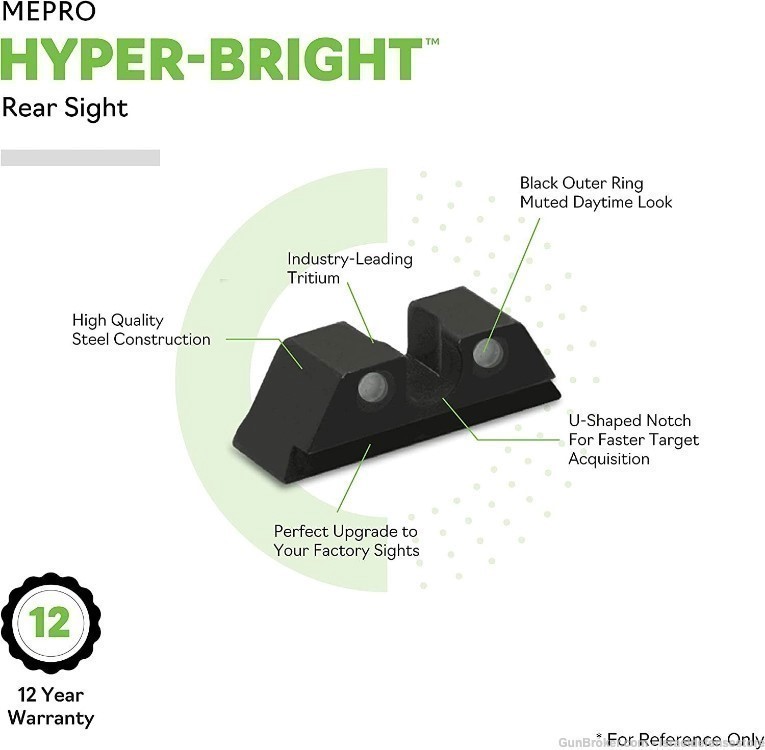 MEPROLIGHT Hyper Bright Tritium Day Night 3 dot sights FN 509 Yellow Ring-img-2