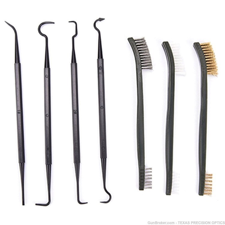 Gun Cleaning Hook Pick and Brush 7 Sets-Double Ended Nylon/Brass/Stainless -img-1