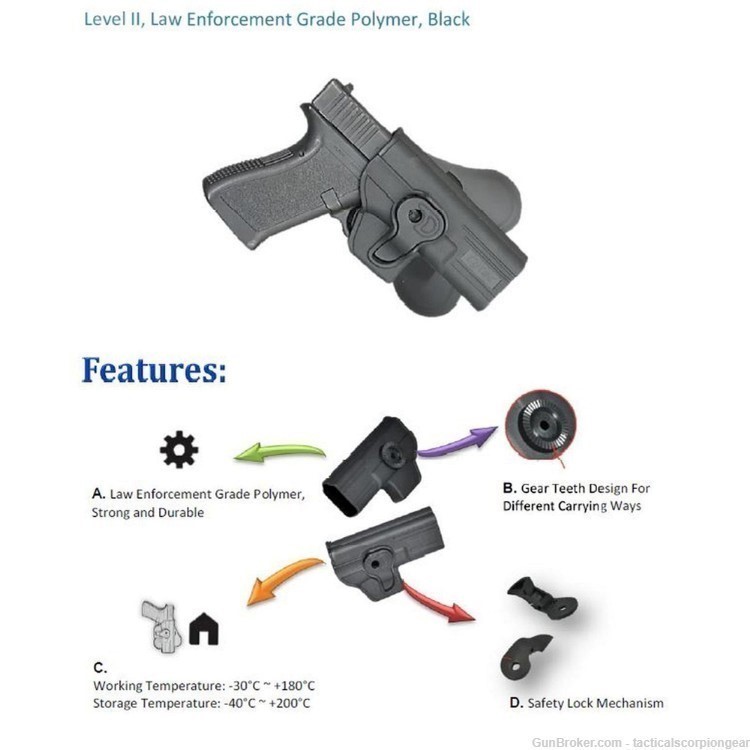 Fits Glock 43 Modular Level II Retention Paddle Holster-img-5