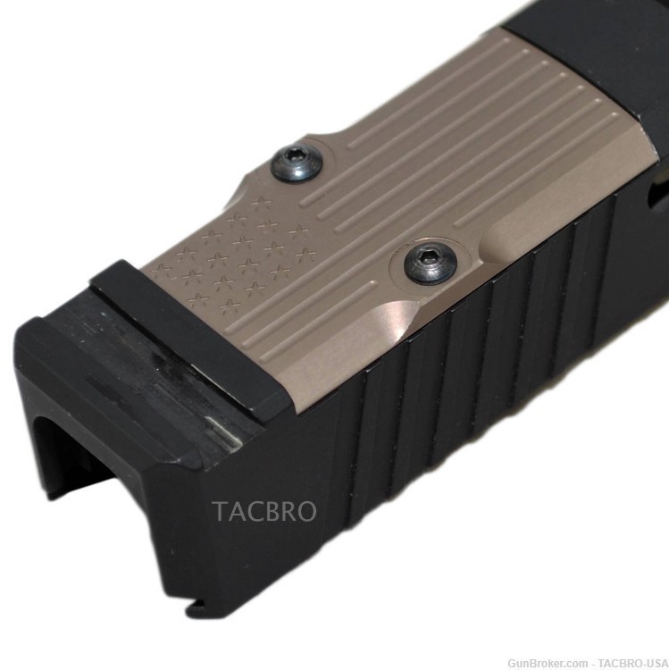 TACBRO Tan Engraving Star Flag RMR Cut Slide Cover Plate For Glock 17 19 26-img-1