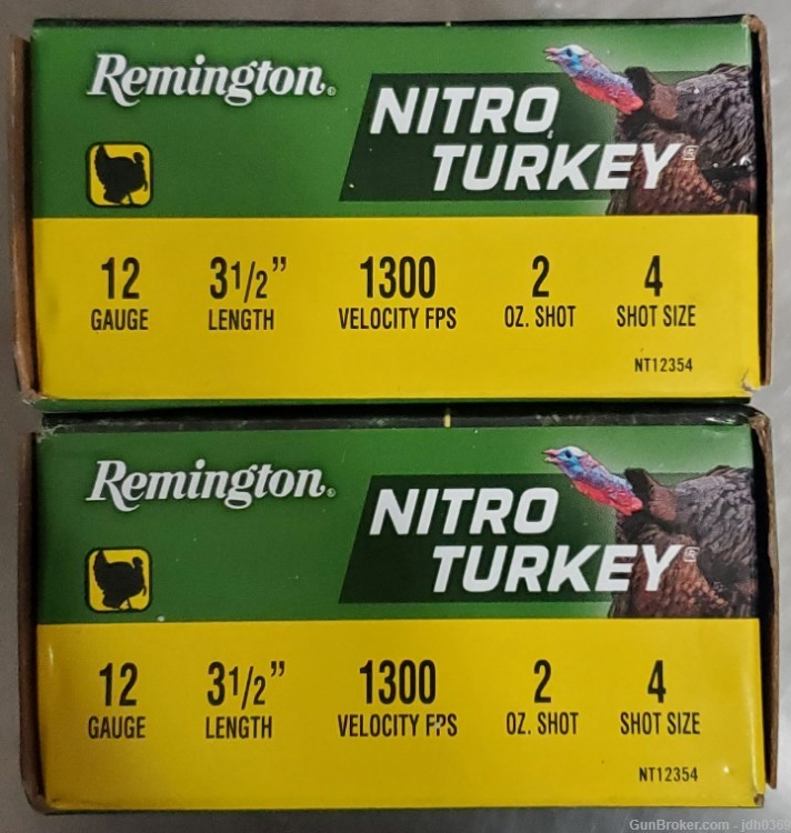 20 Rounds of Remington 12 GA Nitro Turkey, 3.5" 4 Shot-img-0