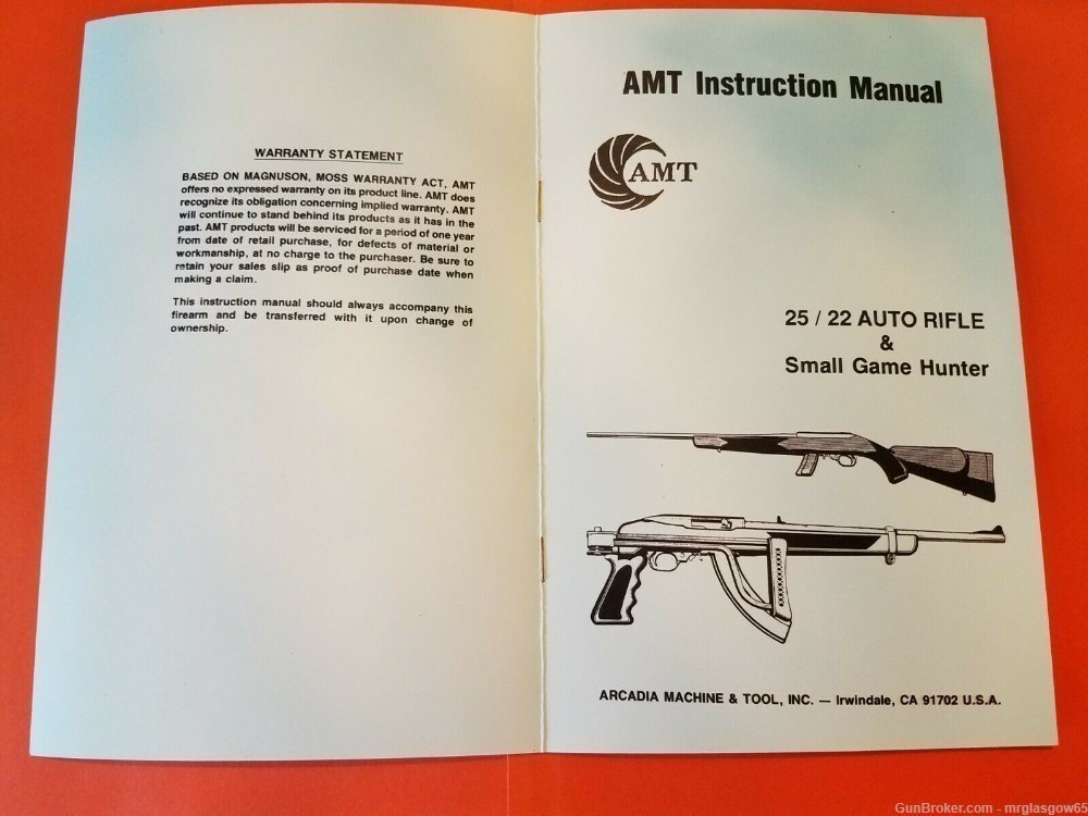AMT Small Game Hunter and 25/22 Lightning Rifle Owners Manual-img-0