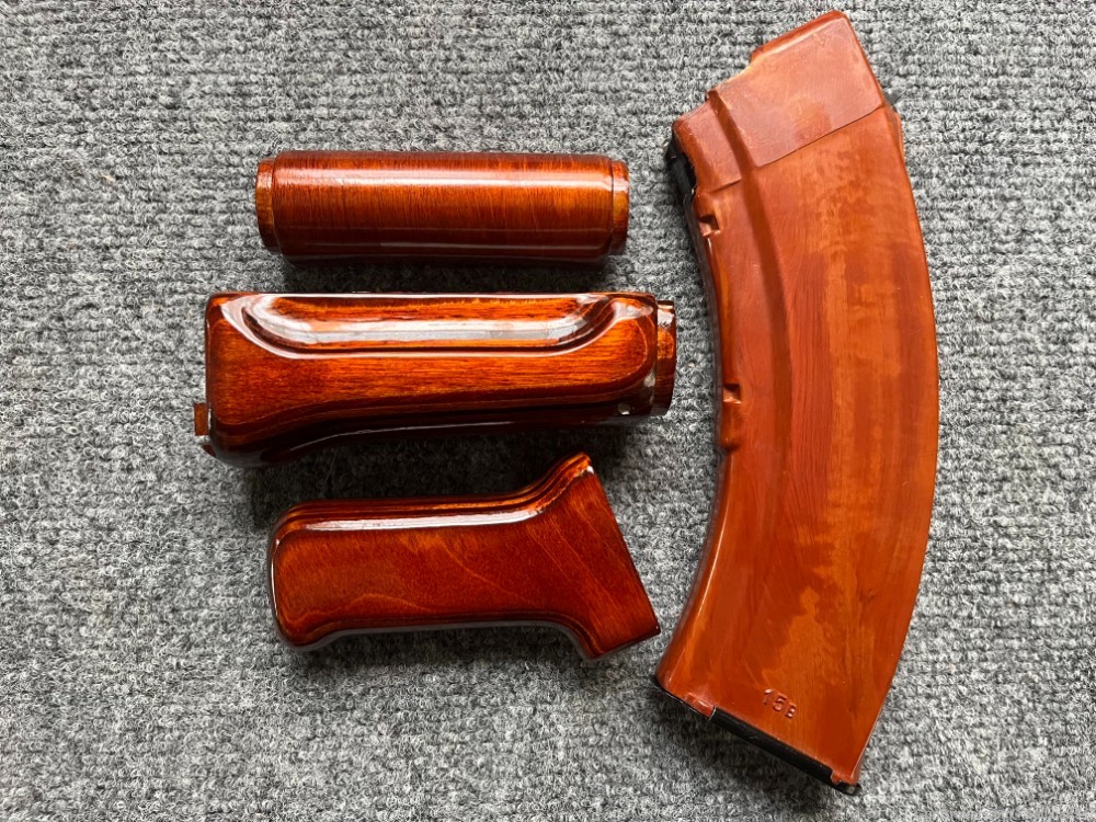 SAM7K Pattern Tula AK Bakelite Orange Hand Guard Set + Cutout Pistol Grip -img-3