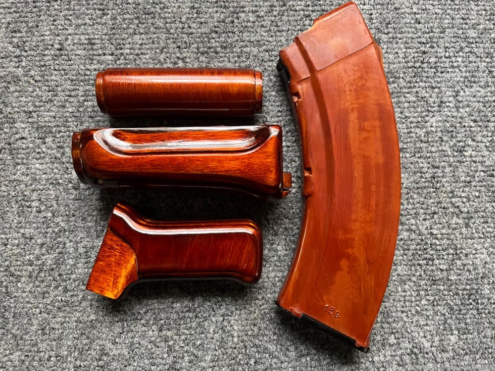 SAM7K Pattern Tula AK Bakelite Orange Hand Guard Set + Cutout Pistol Grip -img-0