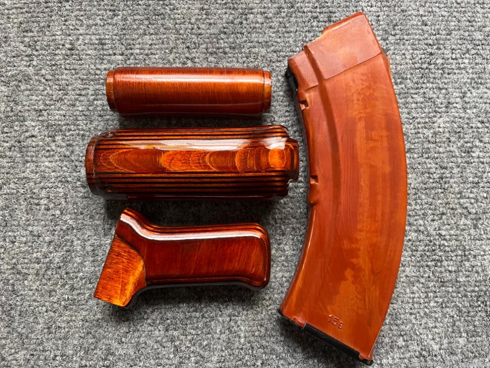 SAM7K Pattern Tula AK Bakelite Orange Hand Guard Set + Cutout Pistol Grip -img-5