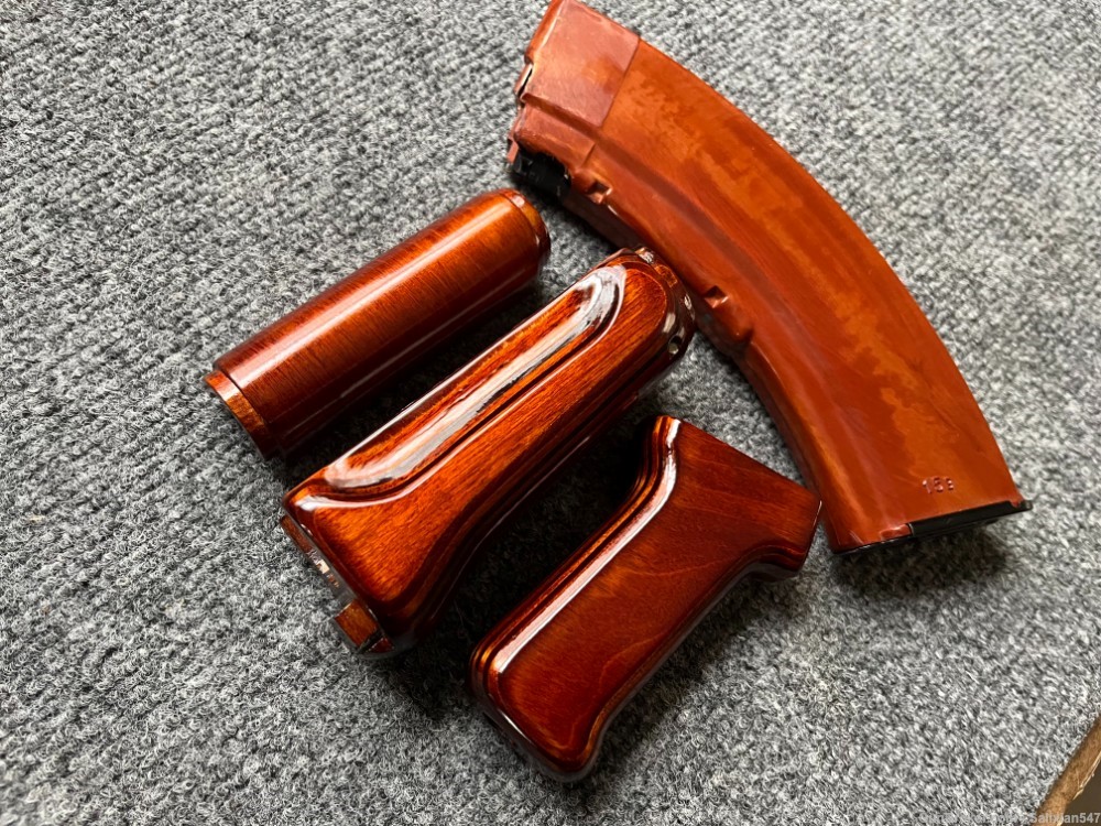 SAM7K Pattern Tula AK Bakelite Orange Hand Guard Set + Cutout Pistol Grip -img-7