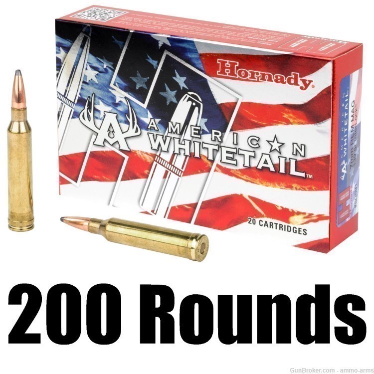 Hornady American Whitetail 7mm Rem Mag 139 GR InterLock SP 200 Rds - 80591-img-1