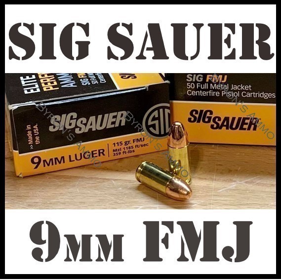 250rds Sig Sauer Elite 9mm 115 grain FMJ Premium target ammo + FAST SHIP-img-0